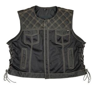 First MFG Bonnie Moto Mesh Vest Women’s 4X Biker Lace Side Diamond Quilt-Limited